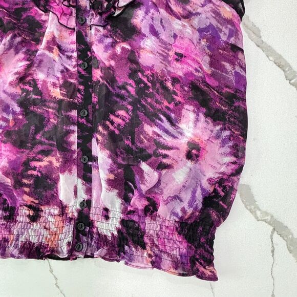 East 5th | Floral Vintage Women’s Sheer Blouse Small Pink Office Work Sh… - Picture 4 of 14